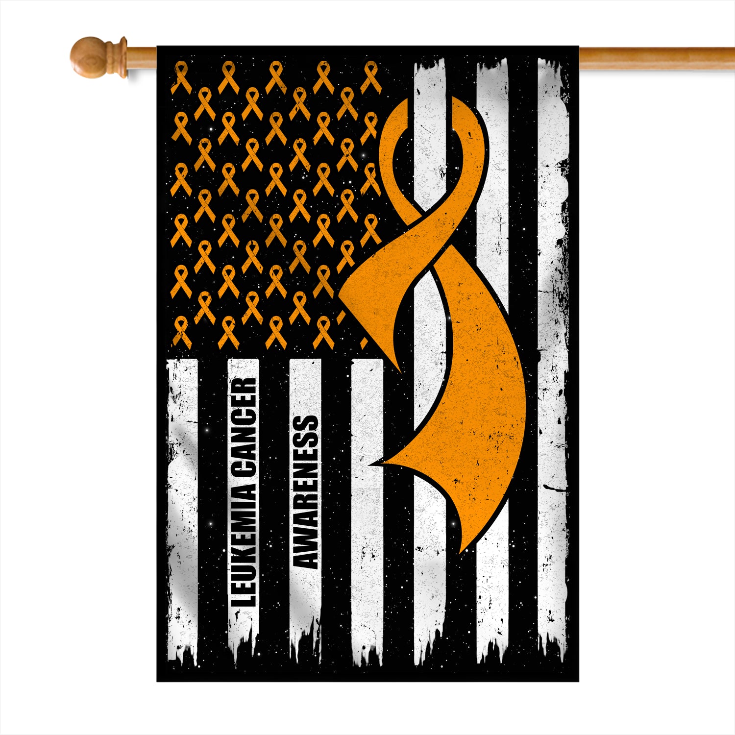 Leukemia Cancer Awareness America Flag Orange Ribbon Flag | Teecentury.com