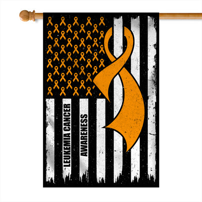 Leukemia Cancer Awareness America Flag Orange Ribbon Flag | Teecentury.com