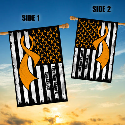 Leukemia Cancer Awareness America Flag Orange Ribbon Flag | Teecentury.com