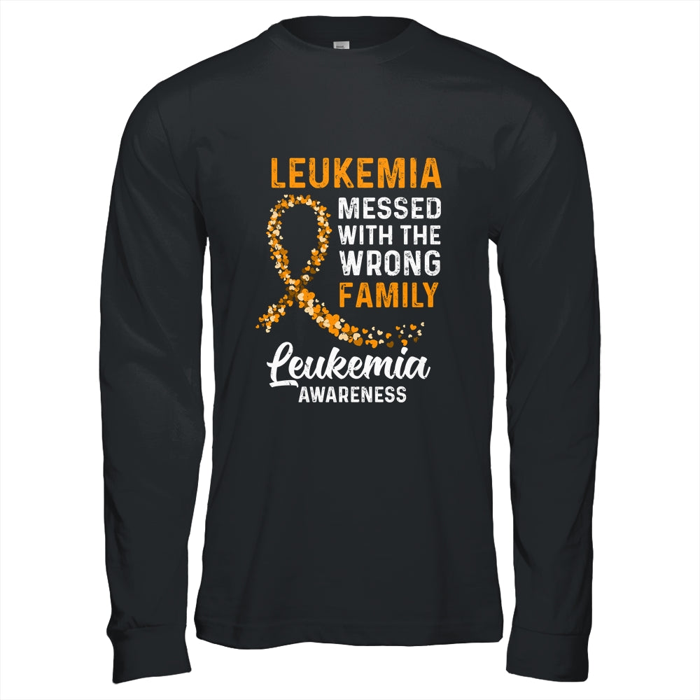Leukemia Cancer Awareness Messed With The Wrong Family Support T-Shirt & Hoodie | Teecentury.com