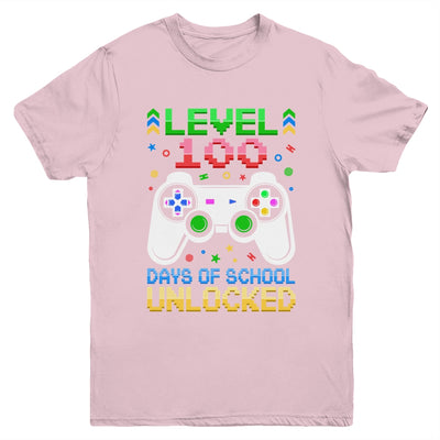 Level 100 Days Of School Unlocked Gamer Boys Funny 100th Day Youth Shirt | teecentury