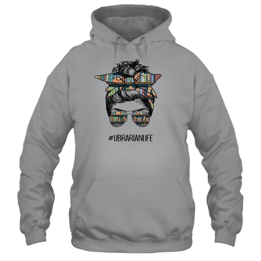 Librarian Teacher Messy Bun Life Book Library Back To School T-Shirt & Tank Top | Teecentury.com