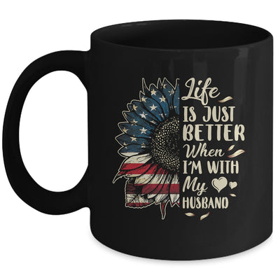 Life Is Just Better When Im With My Husband Sunflower Flag Mug Coffee Mug | Teecentury.com