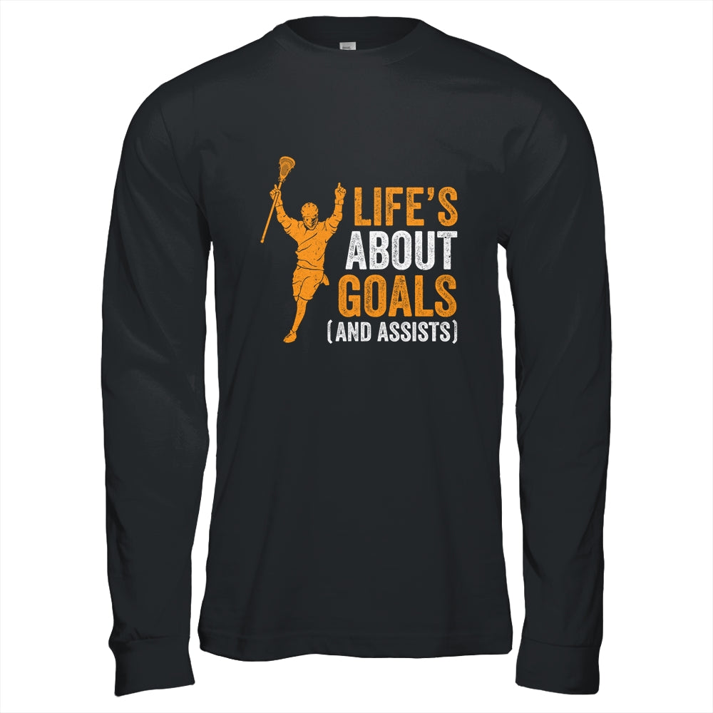 Life's About Goals Lacrosse For Boys Men Lacrosse T-Shirt & Hoodie | Teecentury.com