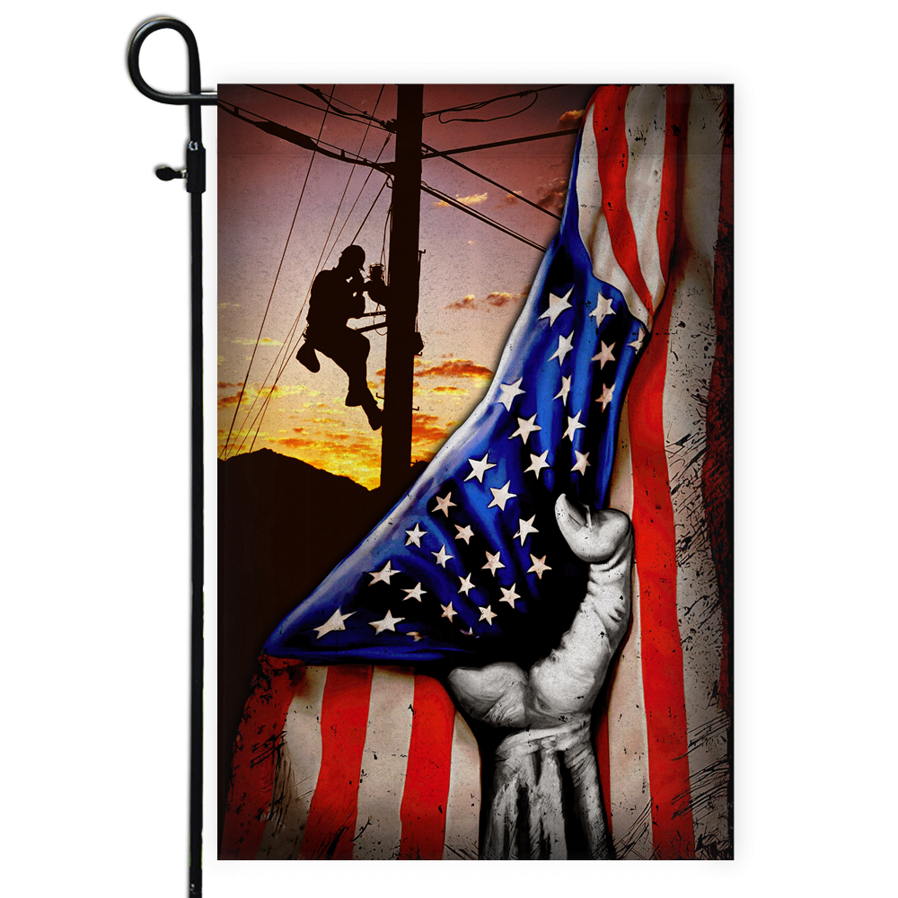 Lineman American US Flag Patriotic Flag | Teecentury.com
