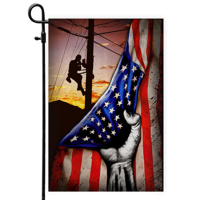 Lineman American US Flag Patriotic Flag | Teecentury.com