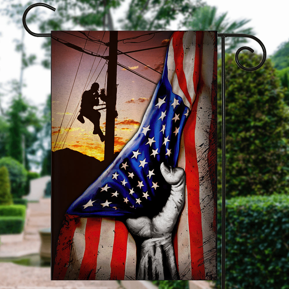 Lineman American US Flag Patriotic Flag | Teecentury.com