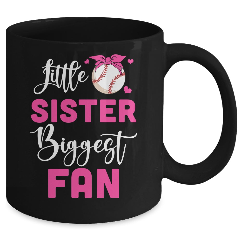 Little Sister Biggest Fan Baseball Girl Mug | teecentury