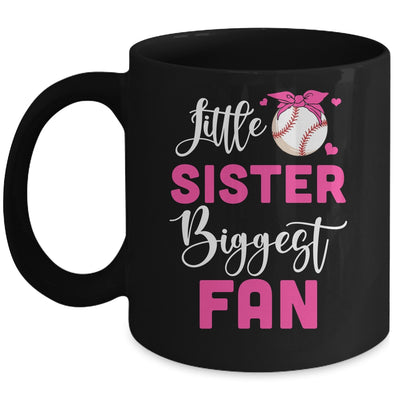 Little Sister Biggest Fan Baseball Girl Mug | teecentury