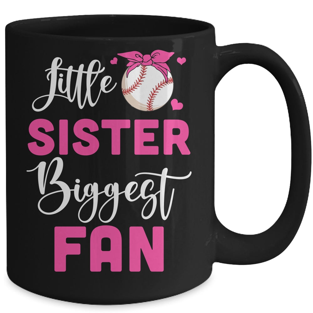Little Sister Biggest Fan Baseball Girl Mug | teecentury