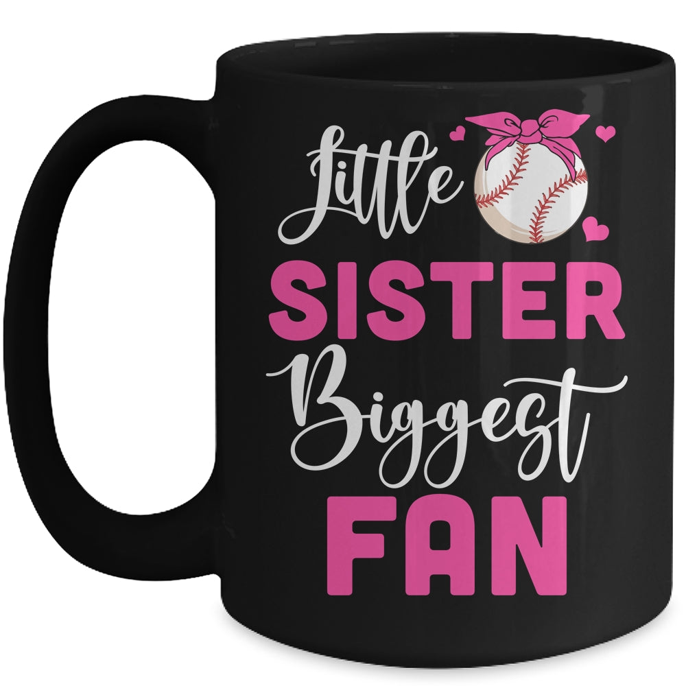 Little Sister Biggest Fan Baseball Girl Mug | teecentury
