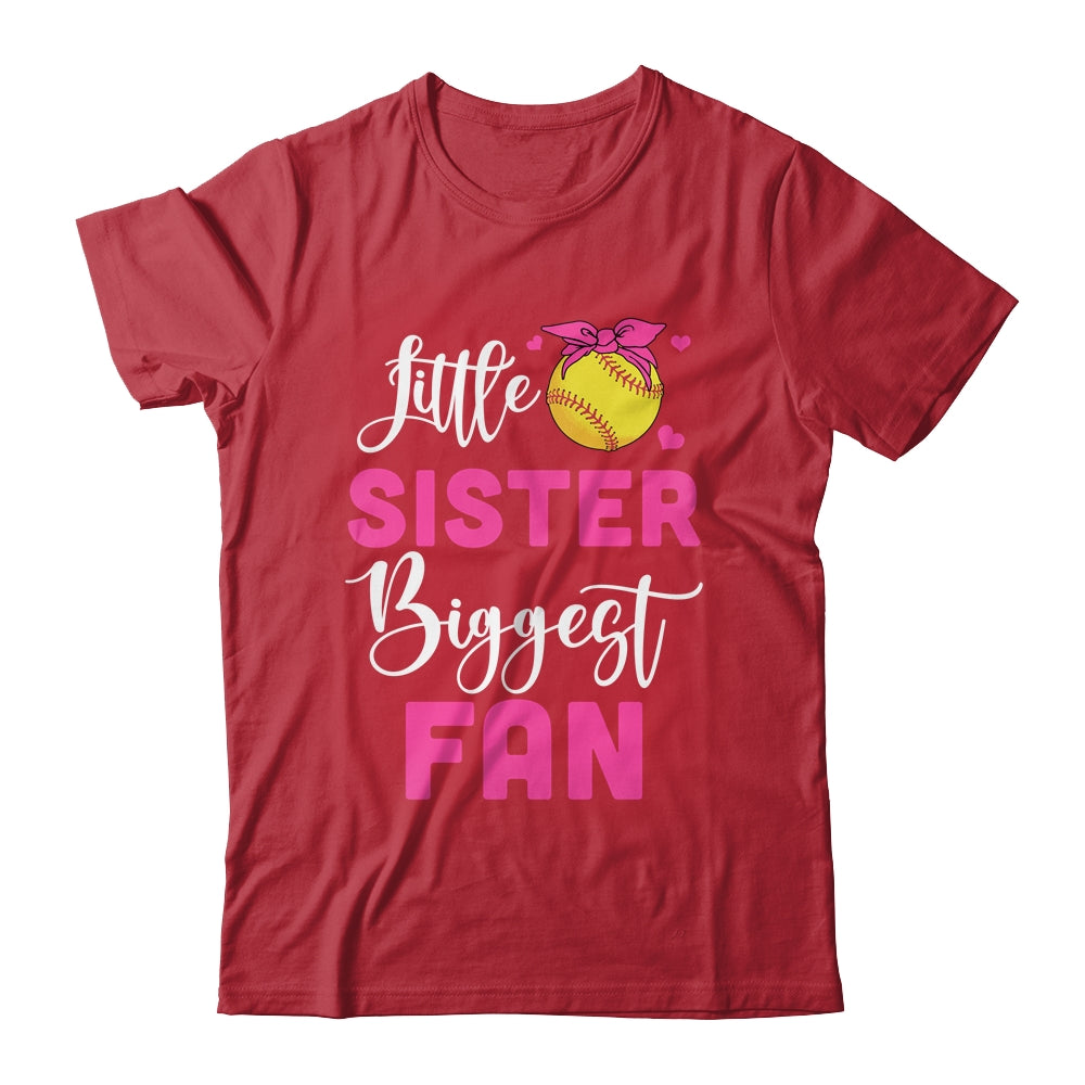 Little Sister Biggest Fan Softball Girl Shirt & Tank Top | teecentury
