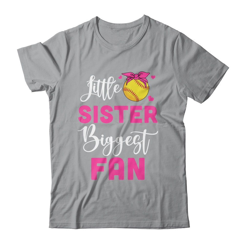 Little Sister Biggest Fan Softball Girl Shirt & Tank Top | teecentury