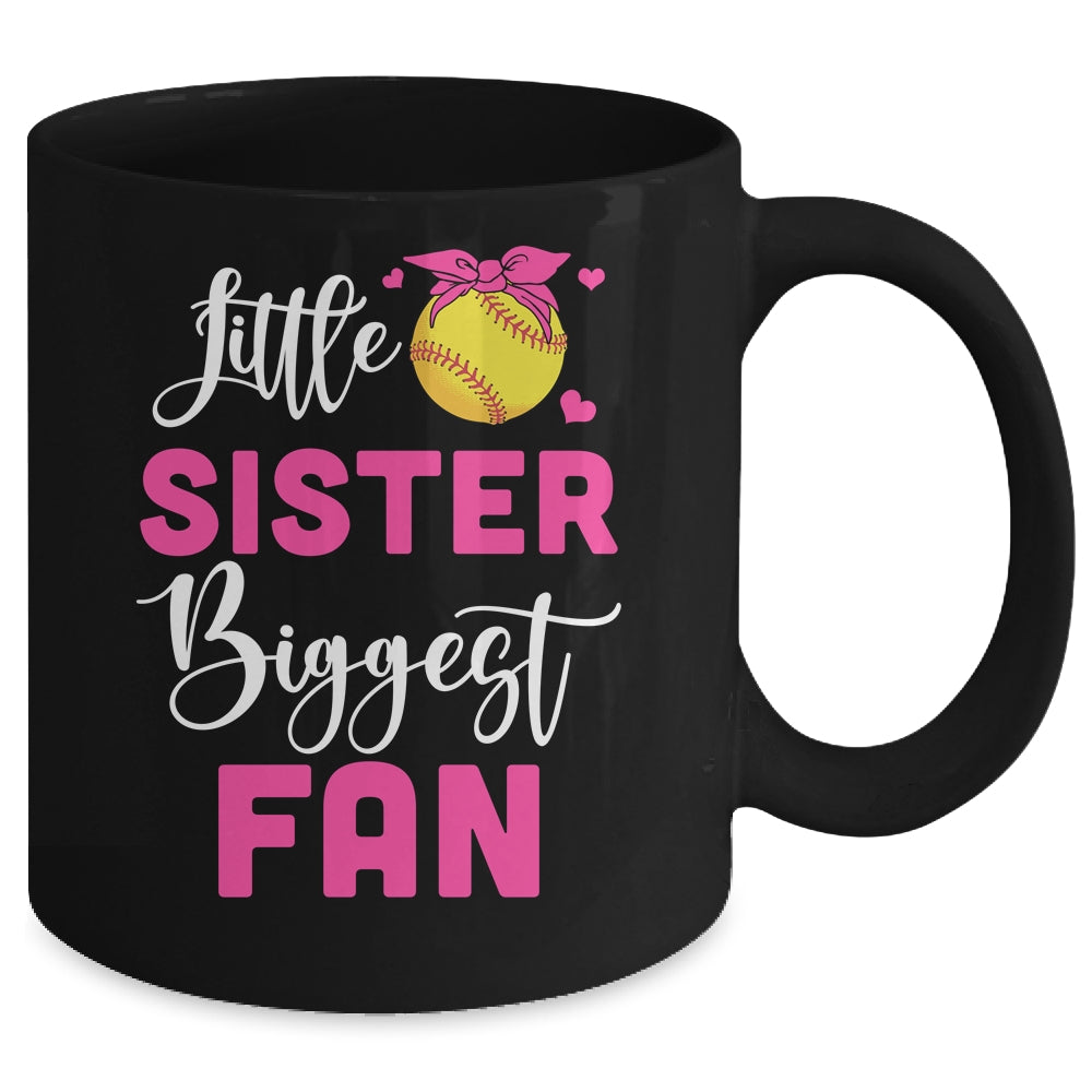 Little Sister Biggest Fan Softball Girl Mug | teecentury