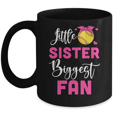 Little Sister Biggest Fan Softball Girl Mug | teecentury