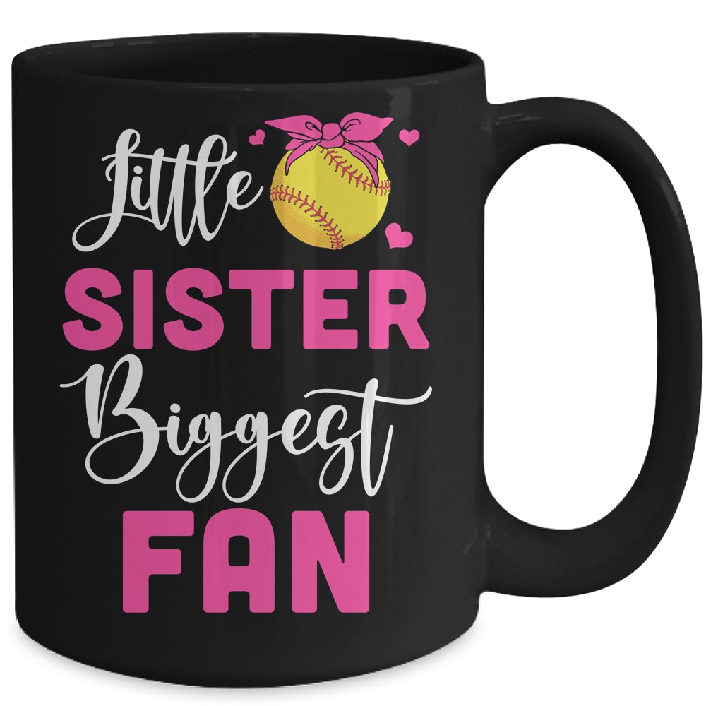 Little Sister Biggest Fan Softball Girl Mug | teecentury