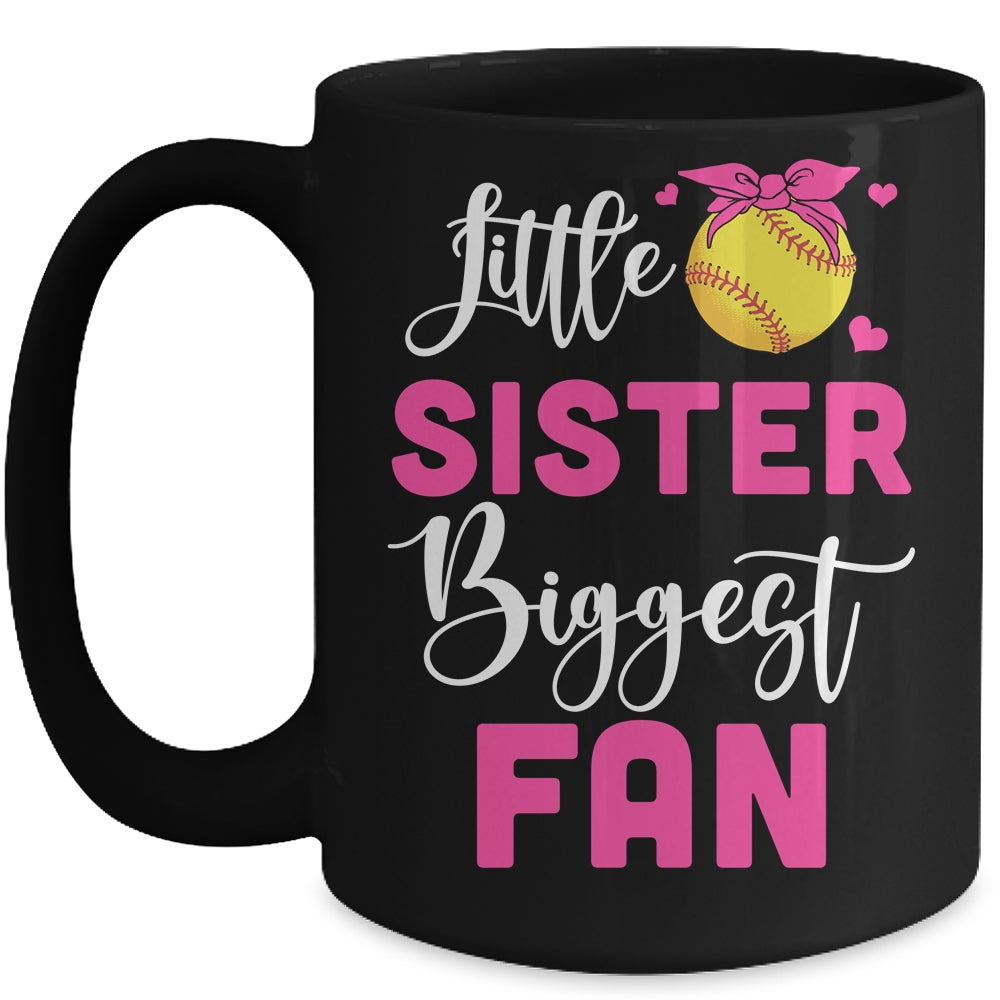 Little Sister Biggest Fan Softball Girl Mug | teecentury