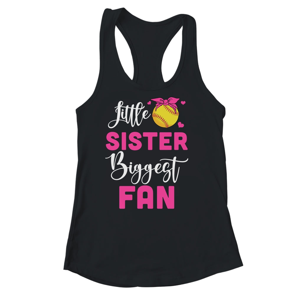 Little Sister Biggest Fan Softball Girl Shirt & Tank Top | teecentury