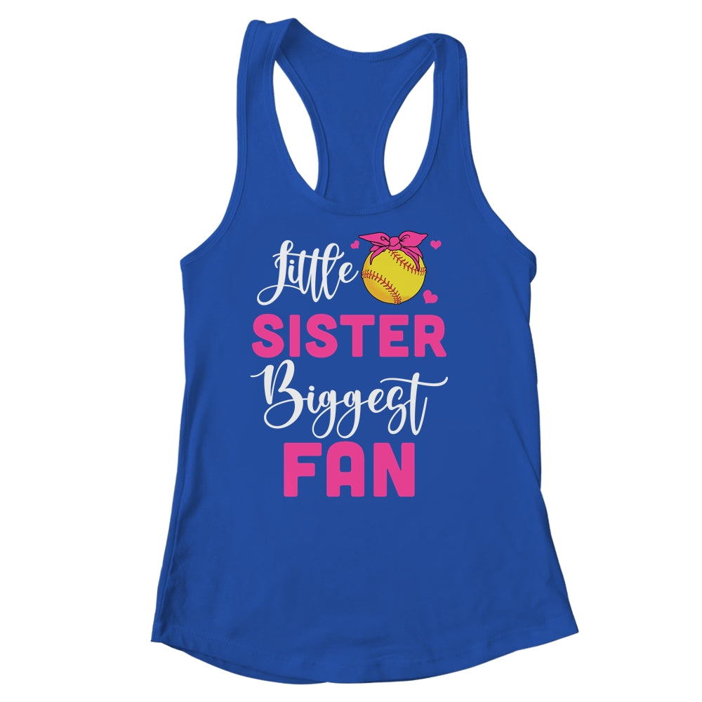 Little Sister Biggest Fan Softball Girl Shirt & Tank Top | teecentury