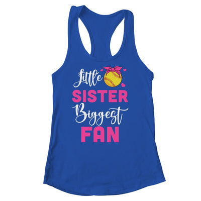Little Sister Biggest Fan Softball Girl Shirt & Tank Top | teecentury