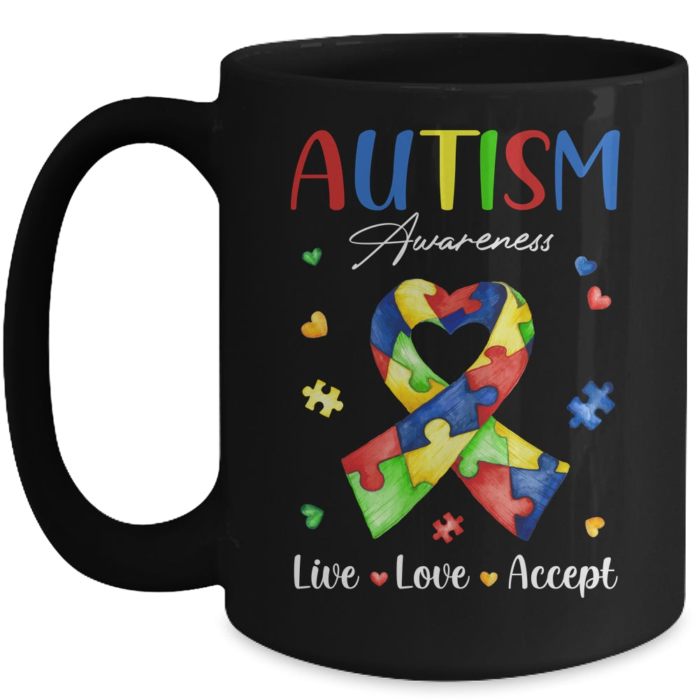 Live Love Accept Autism Awareness Month Mug Coffee Mug | Teecentury.com
