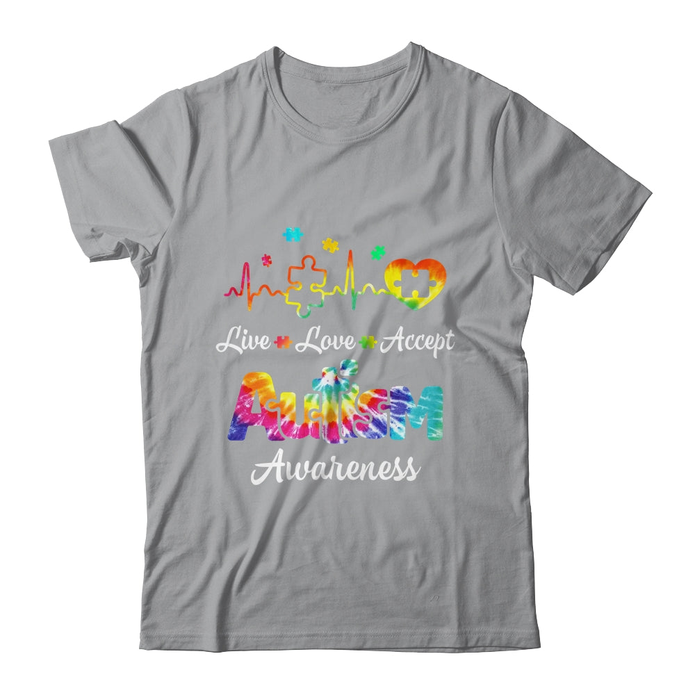 Live Love Accept Autism Awareness Support Acceptance Tie Dye Shirt & Hoodie | teecentury
