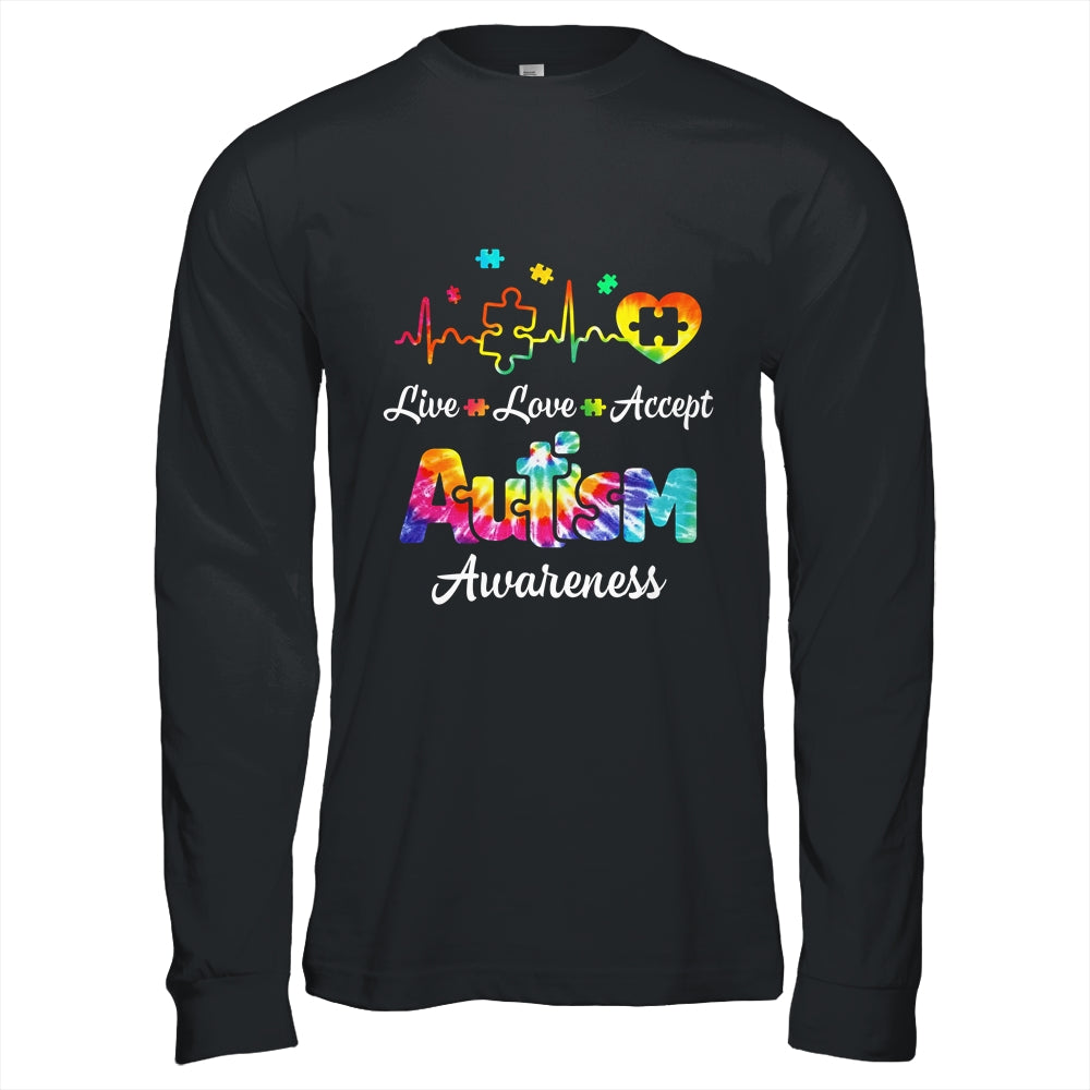 Live Love Accept Autism Awareness Support Acceptance Tie Dye Shirt & Hoodie | teecentury