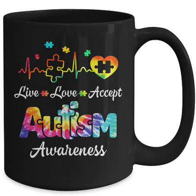 Live Love Accept Autism Awareness Support Acceptance Tie Dye Mug | teecentury