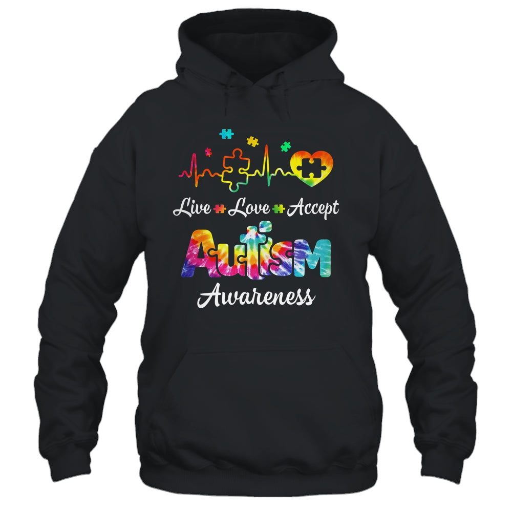 Live Love Accept Autism Awareness Support Acceptance Tie Dye Shirt & Hoodie | teecentury