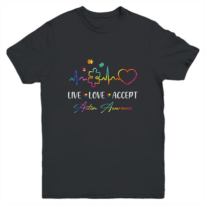 Live Love Accept Autism Awareness Tie Dye Autism Mom Boy Kid Youth Youth Shirt | Teecentury.com