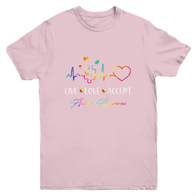 Live Love Accept Autism Awareness Tie Dye Autism Mom Boy Kid Youth Youth Shirt | Teecentury.com