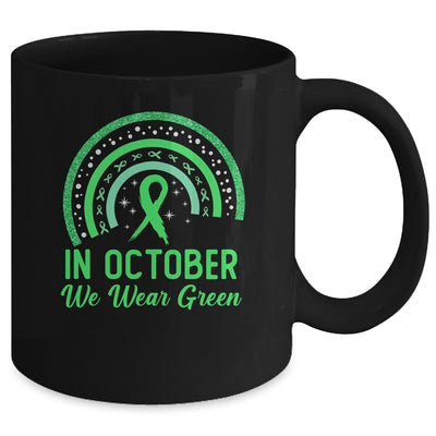 Liver Cancer Awareness In October We Wear Green Rainbow Mug | teecentury