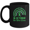 Liver Cancer Awareness In October We Wear Green Rainbow Mug | teecentury