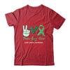 Liver Cancer Awareness Peace Love Cure Leopard T-Shirt & Hoodie | Teecentury.com