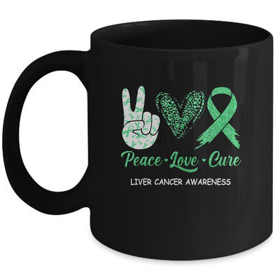 Liver Cancer Awareness Peace Love Cure Leopard Mug Coffee Mug | Teecentury.com