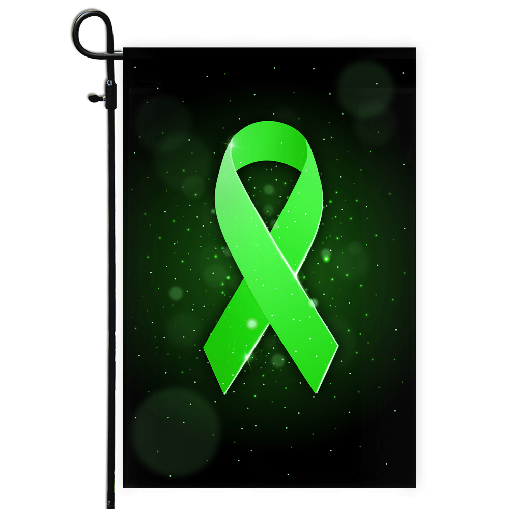 Liver Cancer Mental Health Lymphoma Kidney Disease Cancer Awareness Flag Green Ribbon Flag | Teecentury.com
