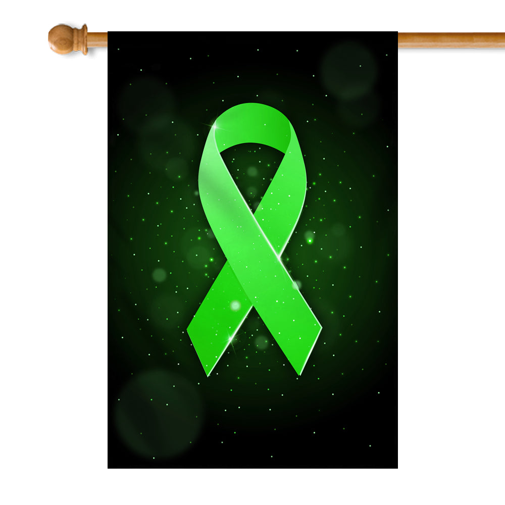 Liver Cancer Mental Health Lymphoma Kidney Disease Cancer Awareness Flag Green Ribbon Flag | Teecentury.com