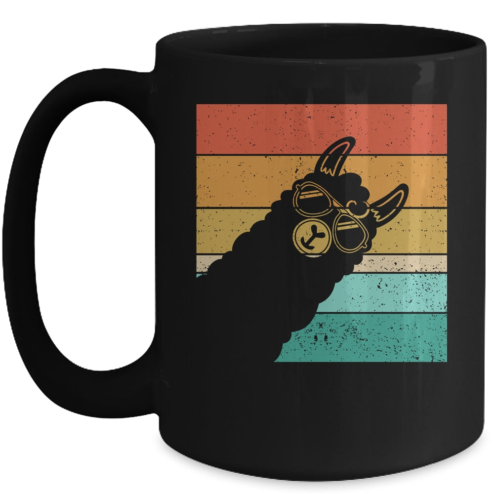 Llama Alpaca Fun Rainbow Retro Style Mug | teecentury
