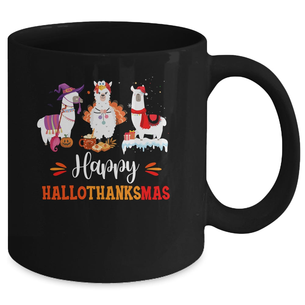 Llama Halloween Thanksgiving Merry Christmas Hallothanksmas Mug Coffee Mug | Teecentury.com