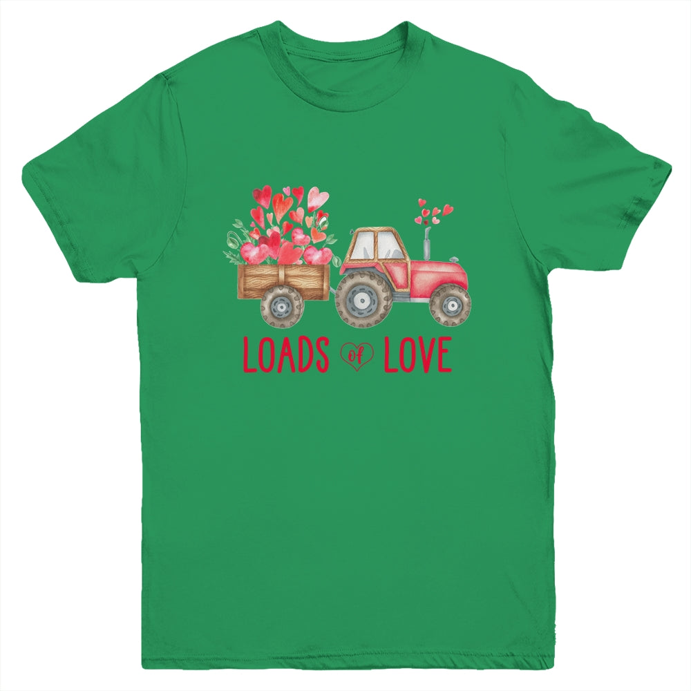 Loads Of Love Farm Tractor Valentines Day For Boys Youth Youth Shirt | Teecentury.com