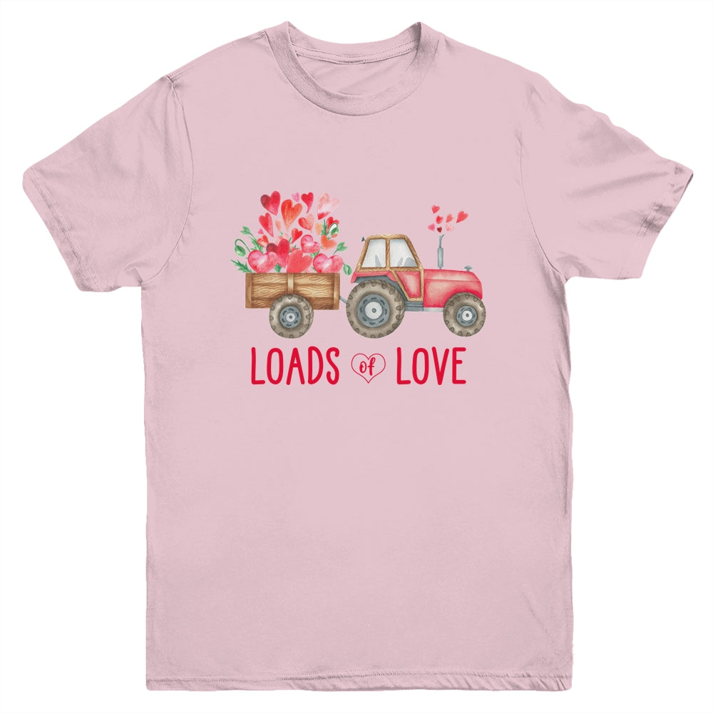 Loads Of Love Farm Tractor Valentines Day For Boys Youth Youth Shirt | Teecentury.com