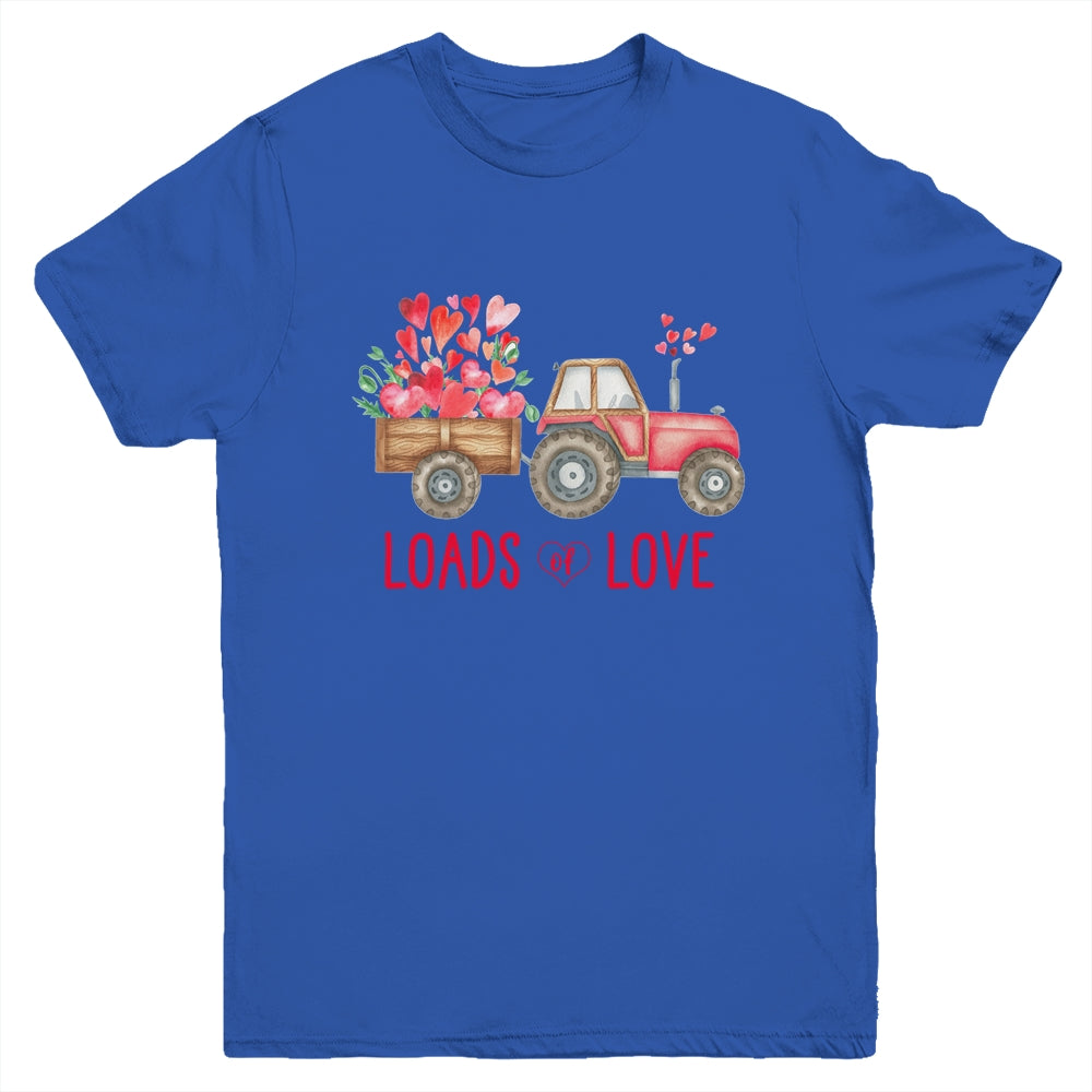 Loads Of Love Farm Tractor Valentines Day For Boys Youth Youth Shirt | Teecentury.com