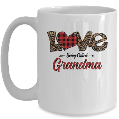 Love Being Called Grandma Leopard Red Plaid Heart Valentine Mug Coffee Mug | Teecentury.com