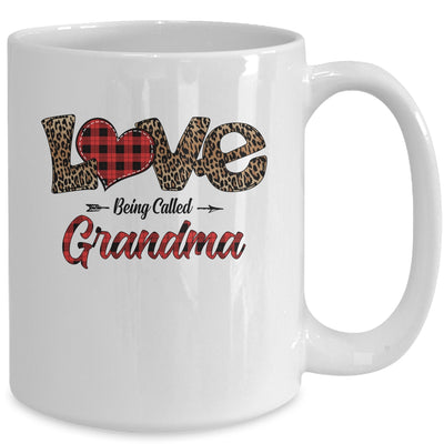 Love Being Called Grandma Leopard Red Plaid Heart Valentine Mug Coffee Mug | Teecentury.com