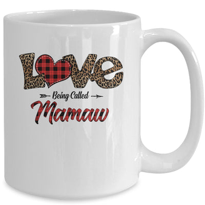 Love Being Called Mamaw Leopard Red Plaid Heart Valentine Mug Coffee Mug | Teecentury.com