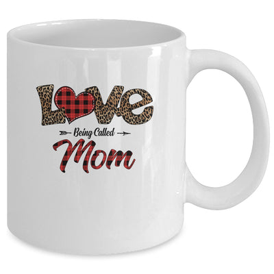 Love Being Called Mom Leopard Red Plaid Heart Valentine Mug Coffee Mug | Teecentury.com