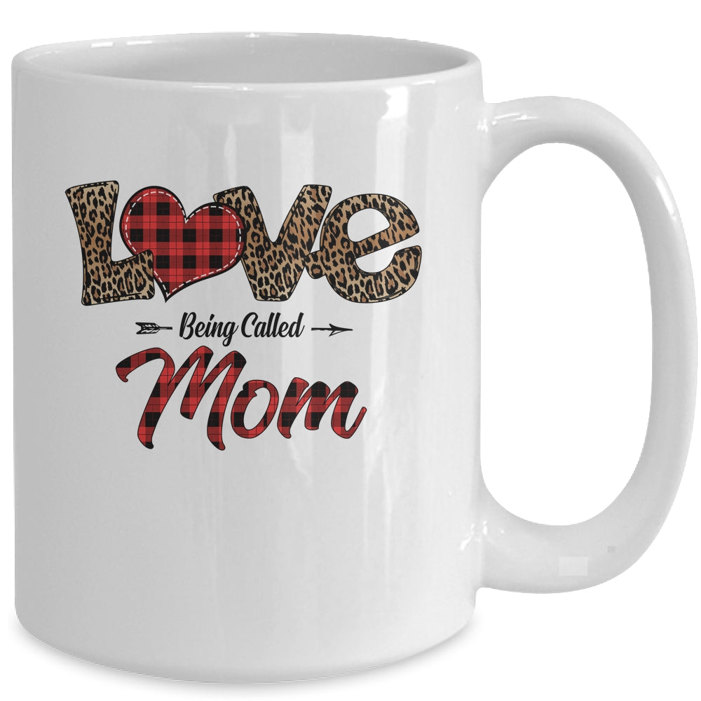 Love Being Called Mom Leopard Red Plaid Heart Valentine Mug Coffee Mug | Teecentury.com