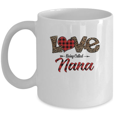 Love Being Called Nana Leopard Red Plaid Heart Valentine Mug Coffee Mug | Teecentury.com