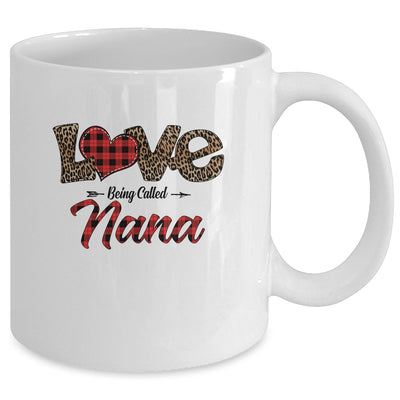 Love Being Called Nana Leopard Red Plaid Heart Valentine Mug Coffee Mug | Teecentury.com