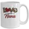 Love Being Called Nana Leopard Red Plaid Heart Valentine Mug Coffee Mug | Teecentury.com